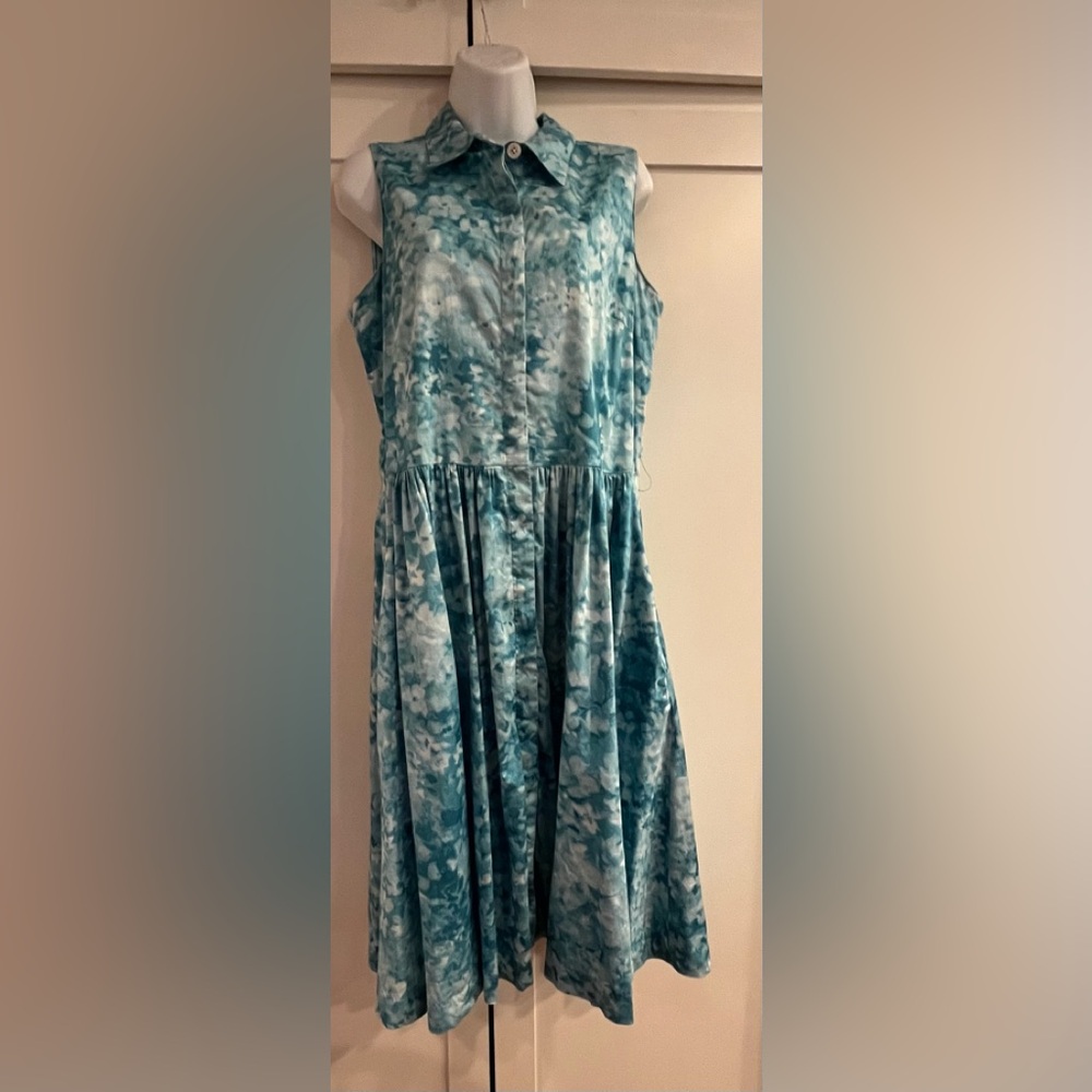 Like new Talbots “Mad Men” dress in fabulous muted watercolor turquoise.